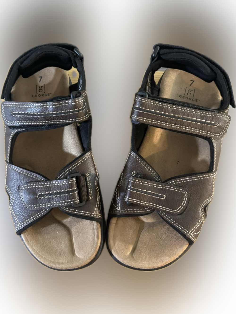 George Men’s Brown/Gray Adjustable Strap Sandals - Size 7 - NWT